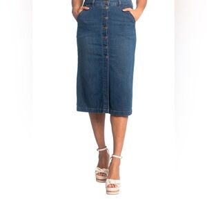 Lois Jeans Daisy buttoned midi jean denim skirt size 27